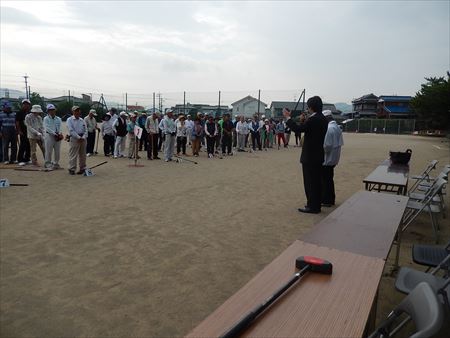 古賀市老人クラブ連合会の秋季グランドゴルフ大会へ。