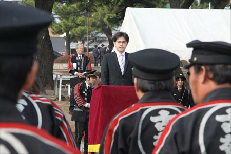 古賀市消防団の出初め式へ。
